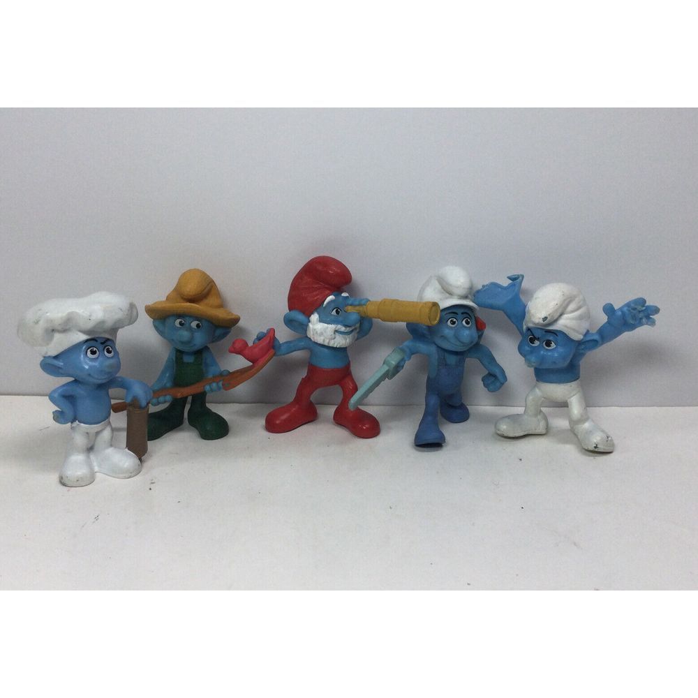 Smurfs  McDonalds Happy Meal 2011 Peyo Figures‎  Lot of 5 w/ Papa Smurf